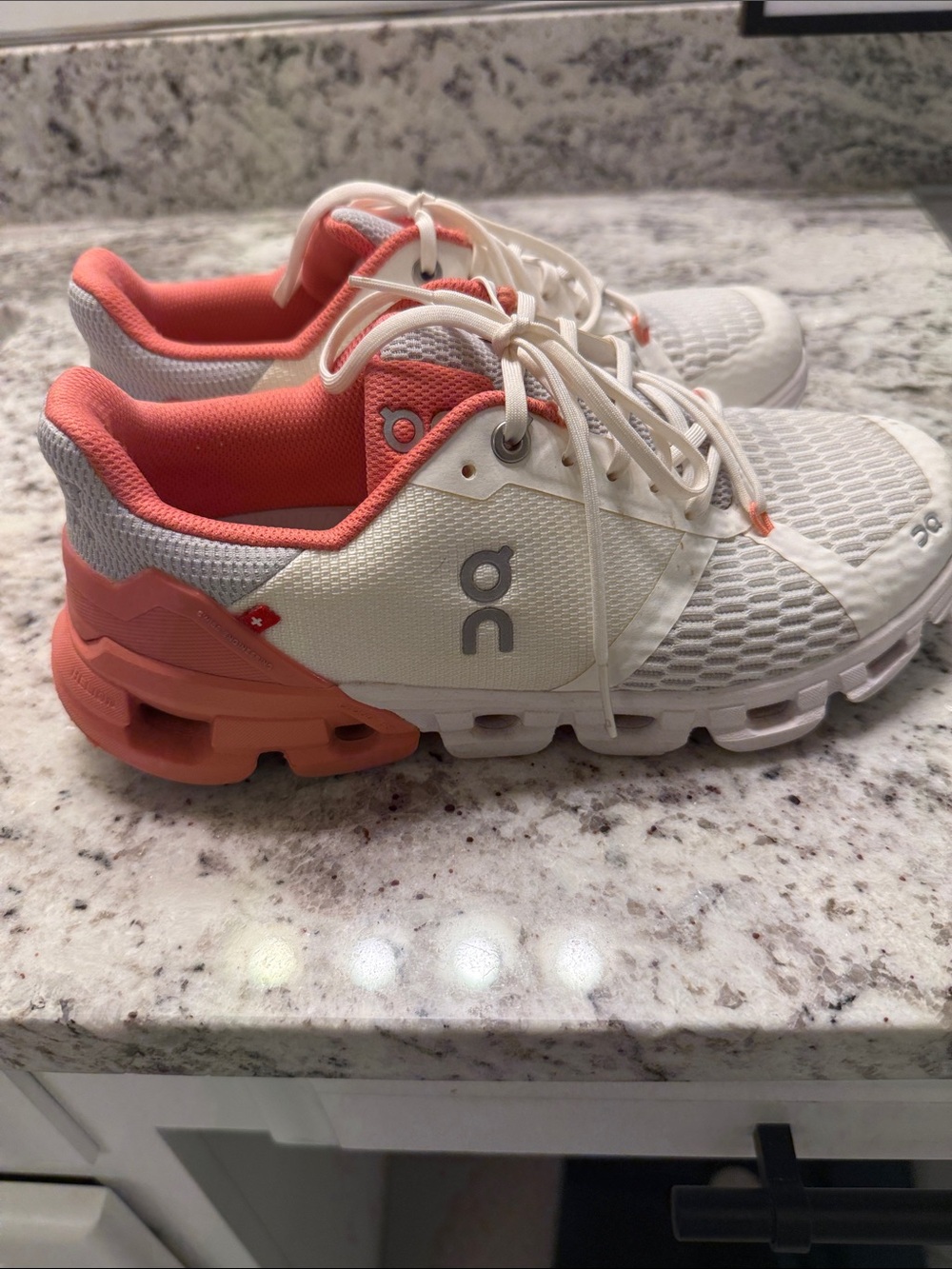 On Running Cloudswift Sneakers in White & Coral Pink
